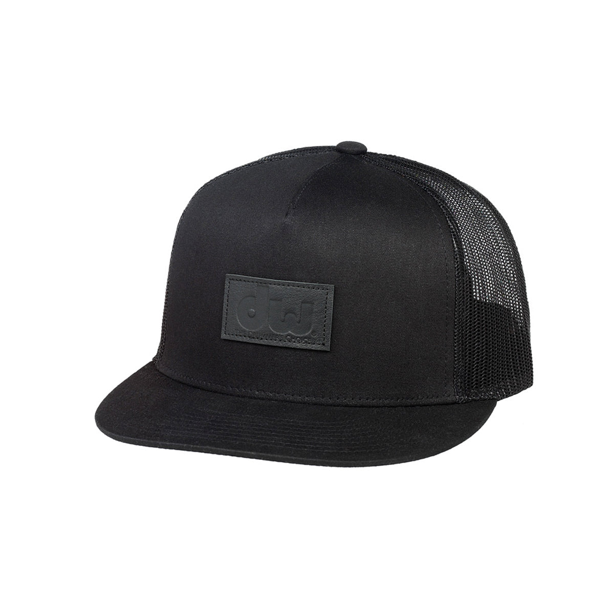 DW Snap Back Trucker Hat in Black with Leather Logo